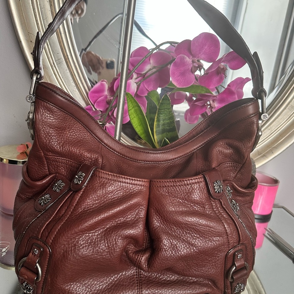 b. makowsky Rich Brown Leather Hobo Bag